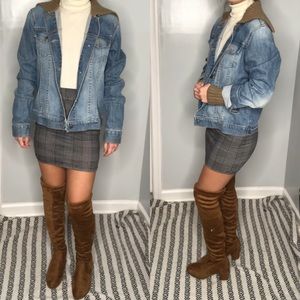 Theory knit sweater full length Jean jacket L